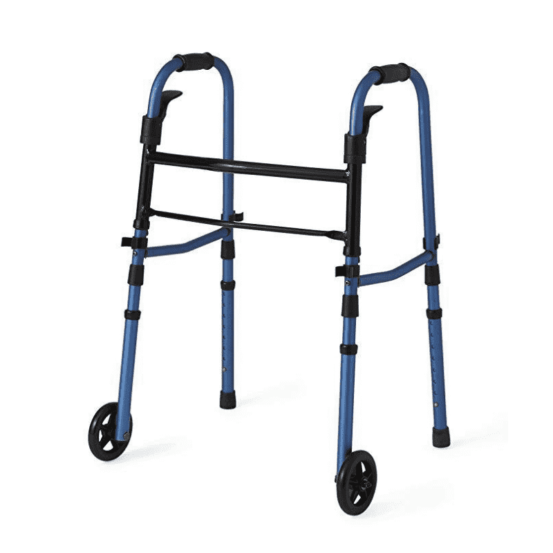 Medline Compact Folding Paddle Walker with 5" Wheels - Blue - Senior.com Paddle Walkers